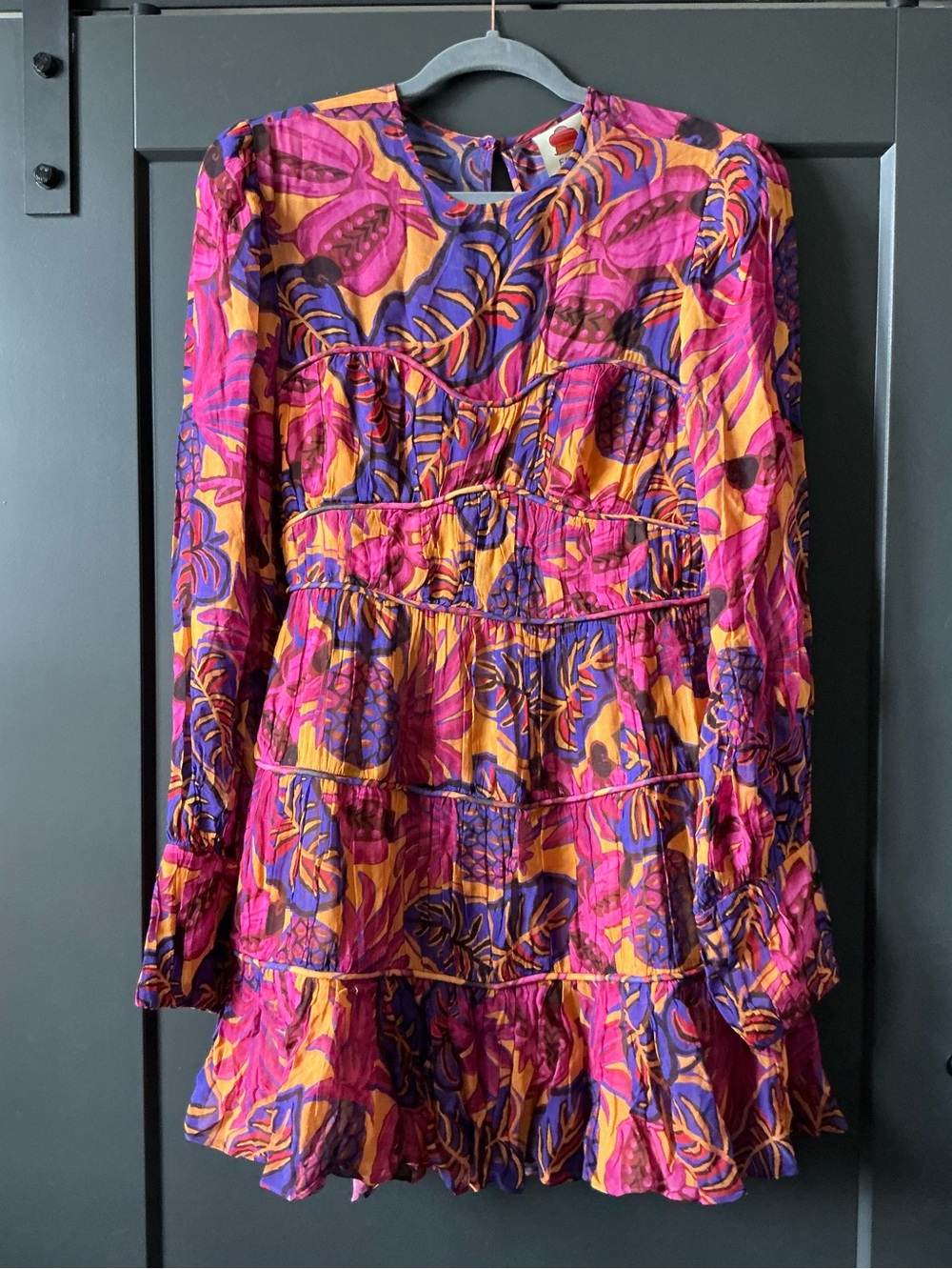 FARM Rio Fruit Dream Yellow Long Sleeve Mini Dress